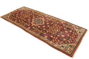 Vintage Red Floral 4X9'5 Mahal Persian Runner Rug