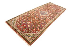 Vintage Red Floral 4X9'5 Mahal Persian Runner Rug