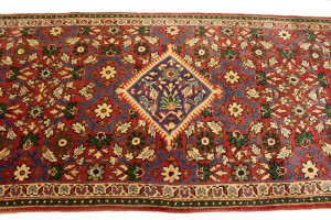 Vintage Red Floral 4X9'5 Mahal Persian Runner Rug