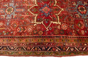 Semi Antique Red Traditional 4'5X12'8 Heriz Persian Runner Rug