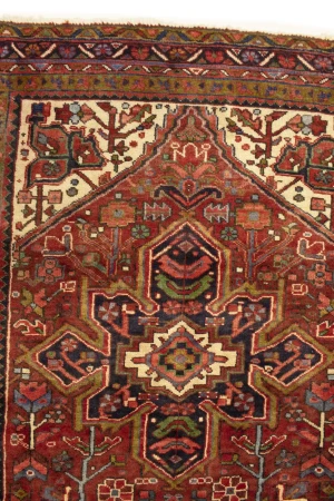 Semi Antique Red Traditional 4'5X12'8 Heriz Persian Runner Rug