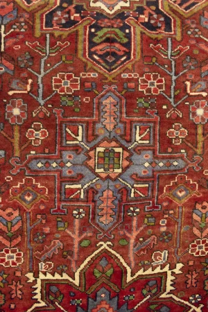 Semi Antique Red Traditional 4'5X12'8 Heriz Persian Runner Rug