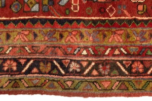 Semi Antique Red Traditional 4'5X12'8 Heriz Persian Runner Rug