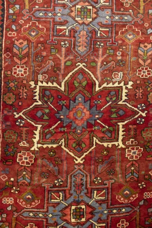 Semi Antique Red Traditional 4'5X12'8 Heriz Persian Runner Rug