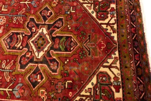 Semi Antique Red Traditional 4'5X12'8 Heriz Persian Runner Rug