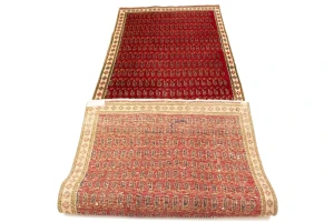 Vintage Tribal Red 3'4X9'7 Botemir Persian Runner Rug