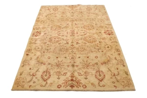 Beige Traditional Floral 5X7 Ziegler Pakistan Rug