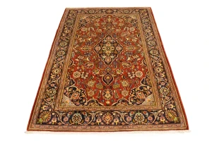 Vintage Red Traditional 4'5X6'4 Kashan Persian Rug