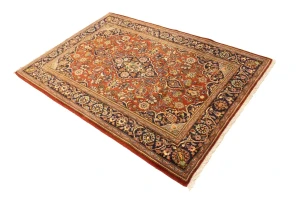 Vintage Red Traditional 4'5X6'4 Kashan Persian Rug