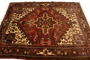 Vintage Red Geometric 5'5X6'7 Heriz Persian Rug