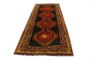 Vintage Red Tribal 4X9 Shiraz Persian Runner Rug