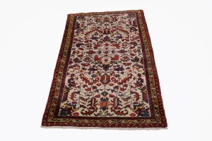 Vintage Ivory Geometric 3X5 Goravan Heriz Persian Rug
