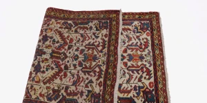 Vintage Ivory Geometric 3X5 Goravan Heriz Persian Rug