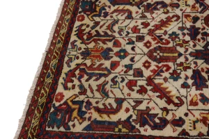 Vintage Ivory Geometric 3X5 Goravan Heriz Persian Rug