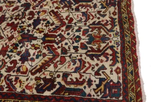 Vintage Ivory Geometric 3X5 Goravan Heriz Persian Rug