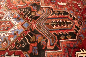 Vintage Rusty Red Geometric 11X15'5 Heriz Persian Rug