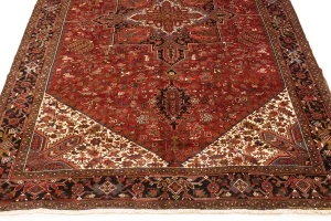 Vintage Rusty Red Geometric 11X15'5 Heriz Persian Rug