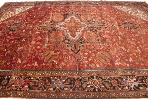 Vintage Rusty Red Geometric 11X15'5 Heriz Persian Rug