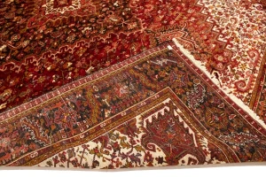 Semi Antique Red Geometric 11'5X14'5 Heriz Persian Rug