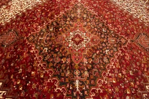 Semi Antique Red Geometric 11'5X14'5 Heriz Persian Rug