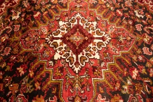 Semi Antique Red Geometric 11'5X14'5 Heriz Persian Rug