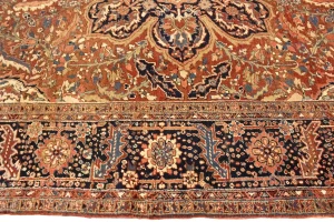 Antique Rusty Red Floral 10'3X14'5 Heriz Goravan Persian Rug