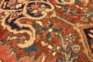 Antique Rusty Red Floral 10'3X14'5 Heriz Goravan Persian Rug