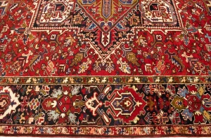Semi Antique Red Geometric 10'7X13'6 Heriz Persian Rug