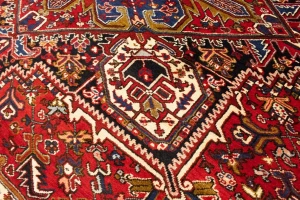 Semi Antique Red Geometric 10'7X13'6 Heriz Persian Rug