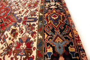 Semi Antique Red Geometric 10'7X13'6 Heriz Persian Rug