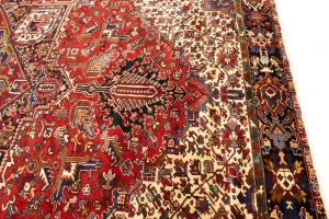 Semi Antique Red Geometric 10'7X13'6 Heriz Persian Rug