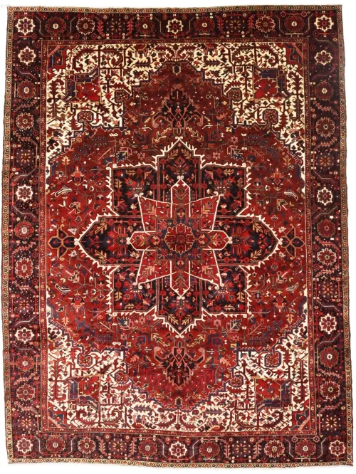 Semi Antique Red Geometric 11X15 Heriz Persian Rug