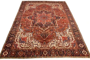Semi Antique Red Geometric 11X15 Heriz Persian Rug