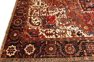 Semi Antique Red Geometric 11X15 Heriz Persian Rug