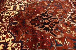 Semi Antique Red Geometric 11X15 Heriz Persian Rug