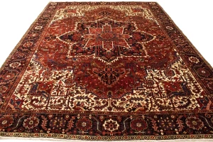 Semi Antique Red Geometric 11X15 Heriz Persian Rug