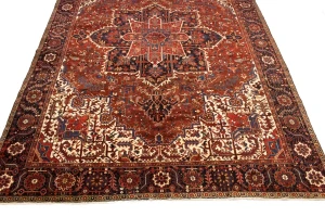 Semi Antique Red Geometric 11X15 Heriz Persian Rug