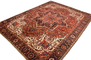 Semi Antique Red Geometric 11X15 Heriz Persian Rug