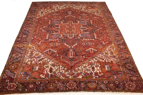 Semi Antique Red Geometric 11X14 Heriz Persian Rug