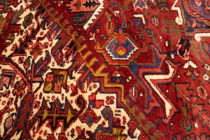 Semi Antique Red Geometric 11X14 Heriz Persian Rug