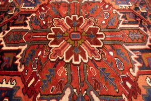 Semi Antique Red Geometric 11X14 Heriz Persian Rug