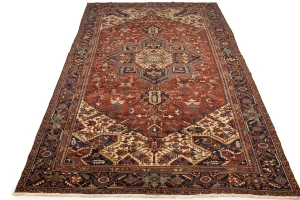 Semi Antique Red Geometric 10'4X15'7 Heriz Persian Rug