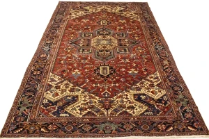 Semi Antique Red Geometric 10'4X15'7 Heriz Persian Rug