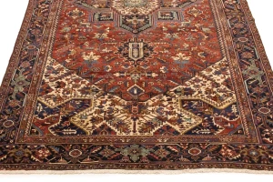 Semi Antique Red Geometric 10'4X15'7 Heriz Persian Rug