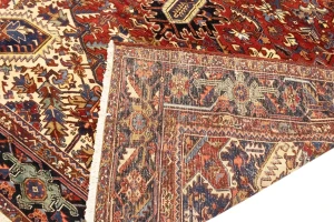 Semi Antique Red Geometric 10'4X15'7 Heriz Persian Rug