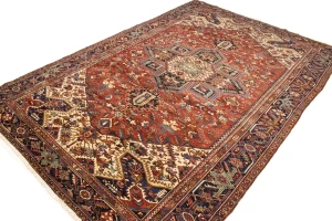Semi Antique Red Geometric 10'4X15'7 Heriz Persian Rug