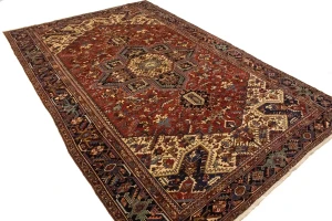 Semi Antique Red Geometric 10'4X15'7 Heriz Persian Rug