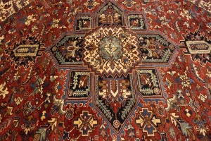 Semi Antique Red Geometric 10'4X15'7 Heriz Persian Rug
