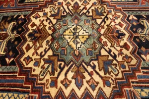 Semi Antique Red Geometric 10'4X15'7 Heriz Persian Rug