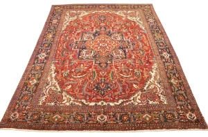 Semi Antique Red Floral 11X15 Goravan Heriz Persian Rug